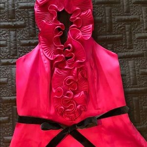 WHBM Bright Pink Organza Halter Date Night Top 8